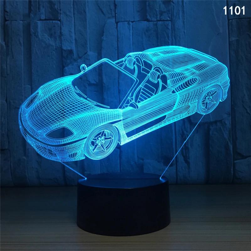 69 3D ночник модель гоночной машины светодиодный ночник супер SportsCar пони автомобиль акриловая детская USB атмосфера домашний декор настольная лампа - Испускаемый цвет: 69
