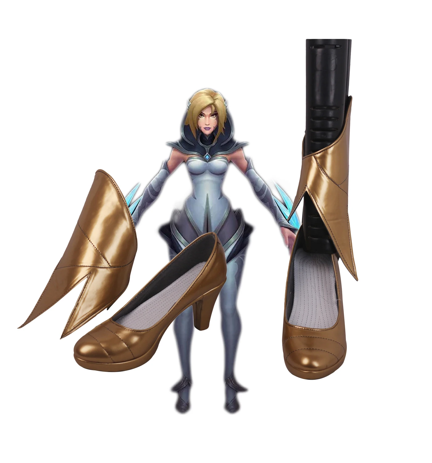 

LOL IG Daughter of the Void Kaisa Cosplay Shoes Golden Boots High Heel Custom Made