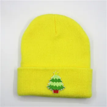 

Christmas tree embroidery Thicken knitted hat winter warm hat Skullies cap beanie hat for kid men and women 195