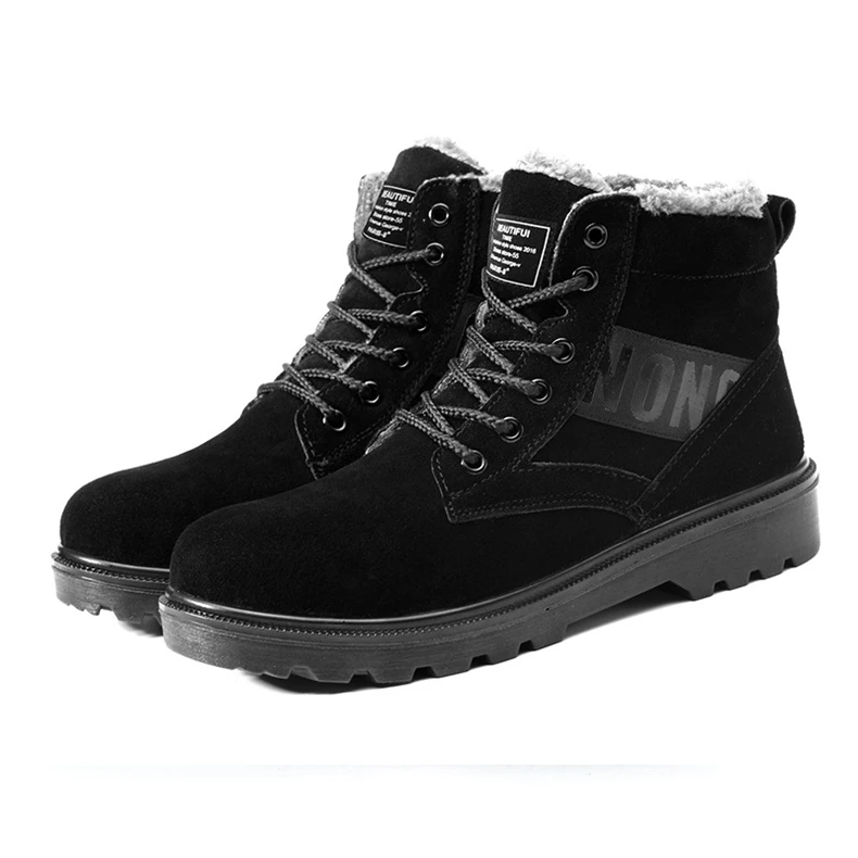 Winter Cow Suede Safety Shoes Steel Toe Work Boots Men Ankle Boots Puncture-proof Wear-resisting Work Shoes