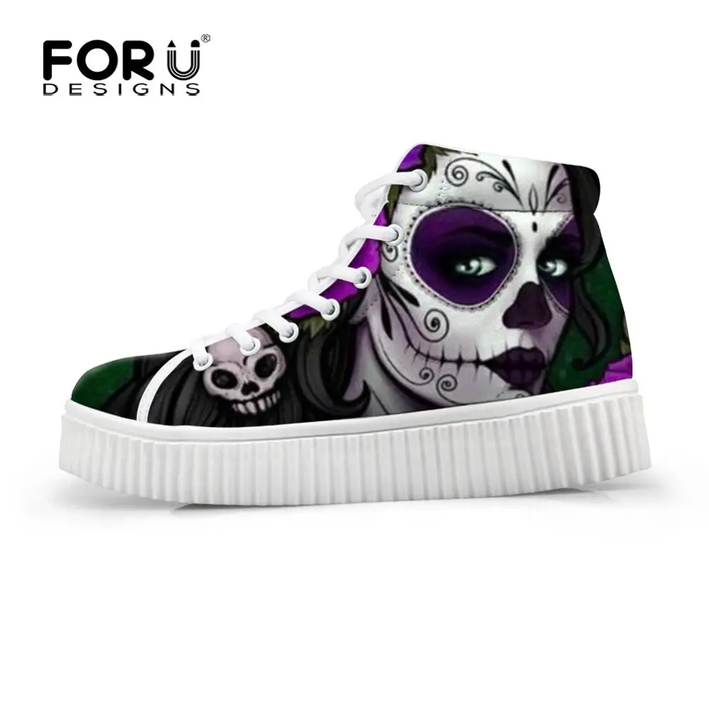 FORUDESIGNS/женская зимняя обувь в стиле панк 3D готический череп для девушек День