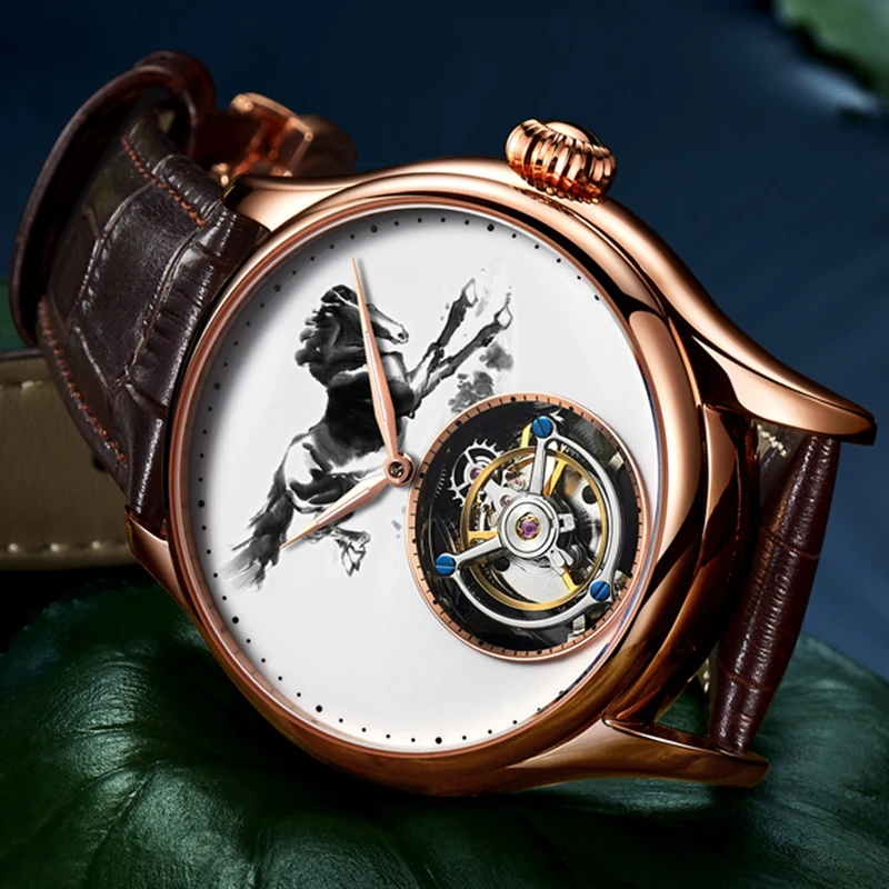 Guanqin водонепроницаемые мужские часы-скелетоны Tourbillon бренд механические часы Роскошные мужские часы