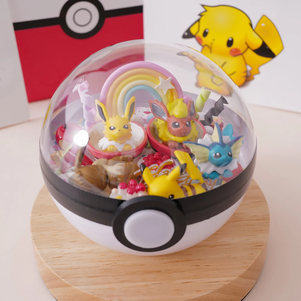 

Pokemon RC LED Pokeball pokebolas Pocket Monster Handcraft Model Christmas Birthday Gift PVC Action Figure Toy For Kid 10cm