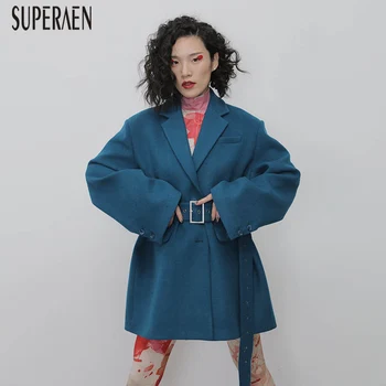 

SuperAen Europe Wool Jackets Women Solid Color Wild Casual Fashion Ladies Jackets Autumn and Winter New 2020 Women Clothing