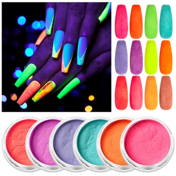 

Neon Phosphor Powder Nail Glitter Powder Multi Colors Dust Luminous Pigment Fluorescent Powder Nail Glitters Glow in the Dark