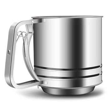 

Stainless Steel Flour Sifter Large Baking Sieve Cup for Powdered Sugar