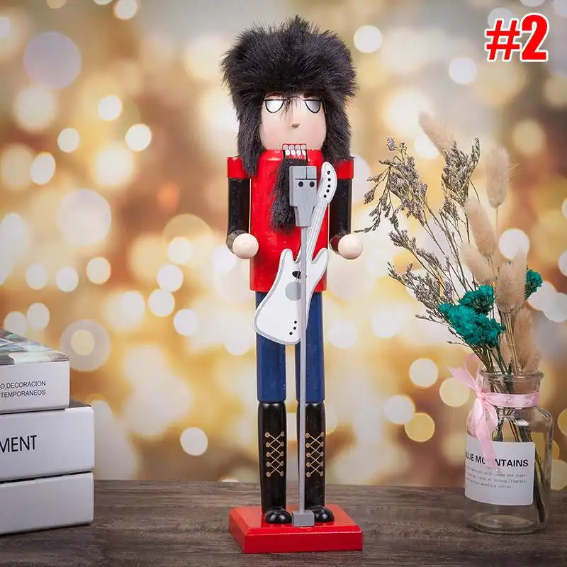3 Style 38CM Christmas Nutcracker Rockers Christmas Decoration Santa Claus Doll Wooden Nutcracker Ornaments