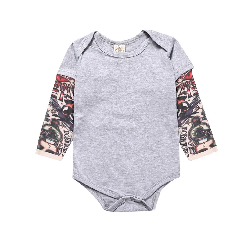 Baby Jumpsuit Cotton  0-24M Baby Boys Girls Tattoo Printed Patchwork Newborn Costume Casual Outfits Toddler Infant Kids Clothes Bodysuits Baby Bodysuits comfotable