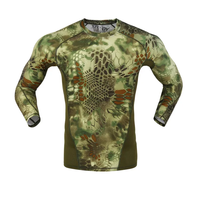 Мужская Уличная эластичная походная футболка камуфляжная тактическая футболка с длинным рукавом дышащая быстросохнущая походная велосипедная рубашка