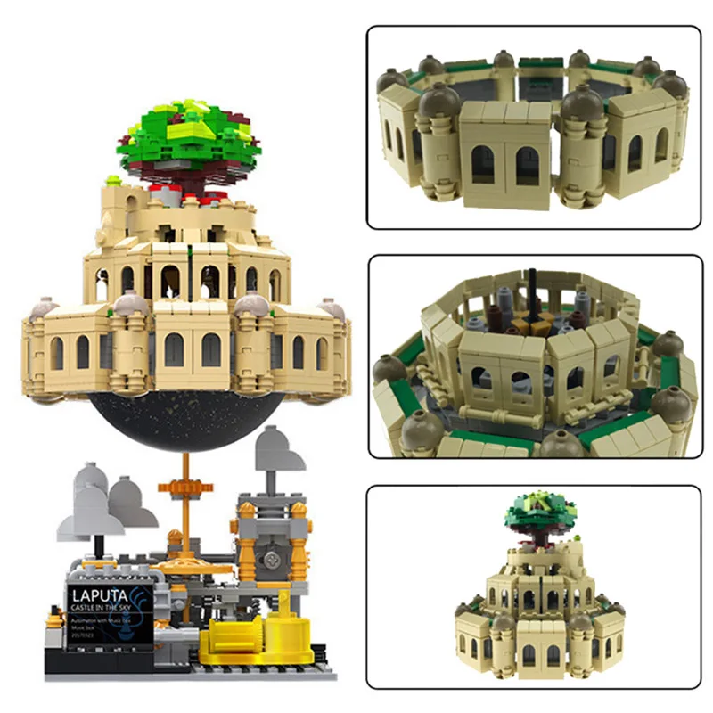 

Creative MOC Building Block Laputa Castle In The Sky Toy with Music Box Castle Model Set Bricks Toys For Children Christmas Gift