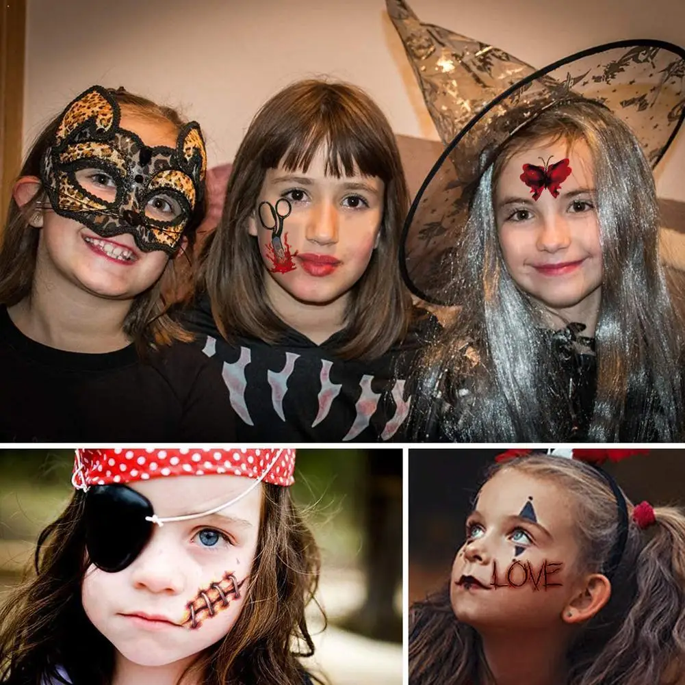 

10pcs/set Temporary Tattoo Stickers For Halloween Body Fake Tattoos Face Tattoos Waterproof Sticker Temporary X0Z2