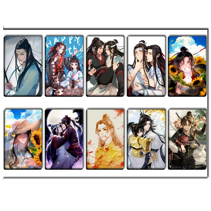 10Pcs/Set Anime Mo Dao Zu Shi Cartoon Crystal Card Sticker