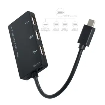 

Chenyang 3 Ports HUB USB 2.0 Female & PD Power to USB-C Type-C Adapter for Laptop Cell Phone Tablet