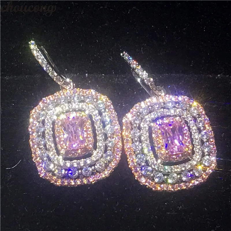 

choucong statemen Drop earrings AAAAA zircon cz Real 925 Sterling silver Party Wedding Dangle Earrings for women Fashion jewelry