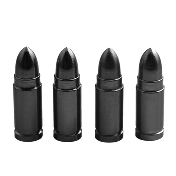 

4x Aluminum Car Tire Valve Stem Caps Bullet Style Air Covers Black