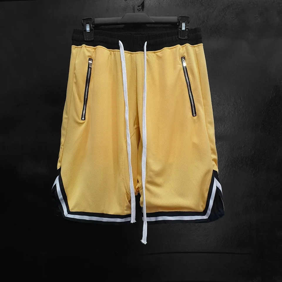 Discount Fitness Shorts Men Mesh Solid Color Fast Dry Breathable Casual Sports Basketball Hip Hop Shorts HPD101