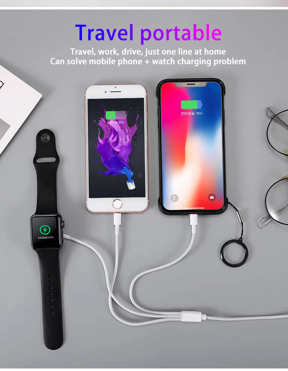 Магнитный usb-кабель для iPhone X Xr 8 7 Plus 6 6S 5s 5SE 5 4 XS MAX 3 в 1 лучшее Беспроводное зарядное устройство для Apple iWatch Series 4 3 2 1