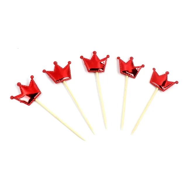 CP red crown Вечерние украшения для первого дня рождения Детские воздушные шары один год торт Топпер полосы номер 1 шляпа душ Pull флаг globos - Цвет: CP red crown