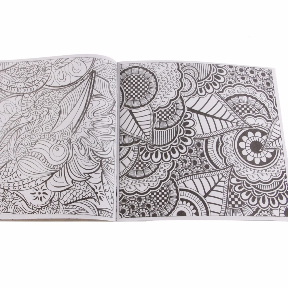 1 Uds. 12 páginas Flor de mandala libro para colorear para niños adultos aliviar el estrés mata tiempo Graffiti pintura libro de dibujo artístico