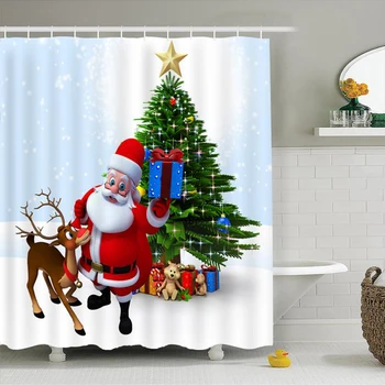 

72 x 72inch Christmas Shower Curtain Waterproof Shower Curtain for Christmas Bathroom Wall Bedroom Living Room Decorations