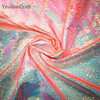 

Chzimade 20x30cm Reversible Sequins Fabric For Garment Shiny Tissue Sewing Fabric Handmade Crafts