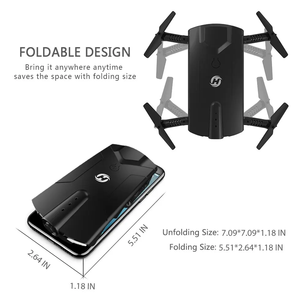 Holy Stone HS160 Профессиональный Дрон с камерой 720P HD WiFi FPV пульт дистанционного управления Вертолет складной Безголовый режим g-сенсор