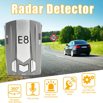 

E8 2020 Radar Detector English Russian Human Voice Auto Vehicle Speed Alert Warning X K Anti Auto Car Detector