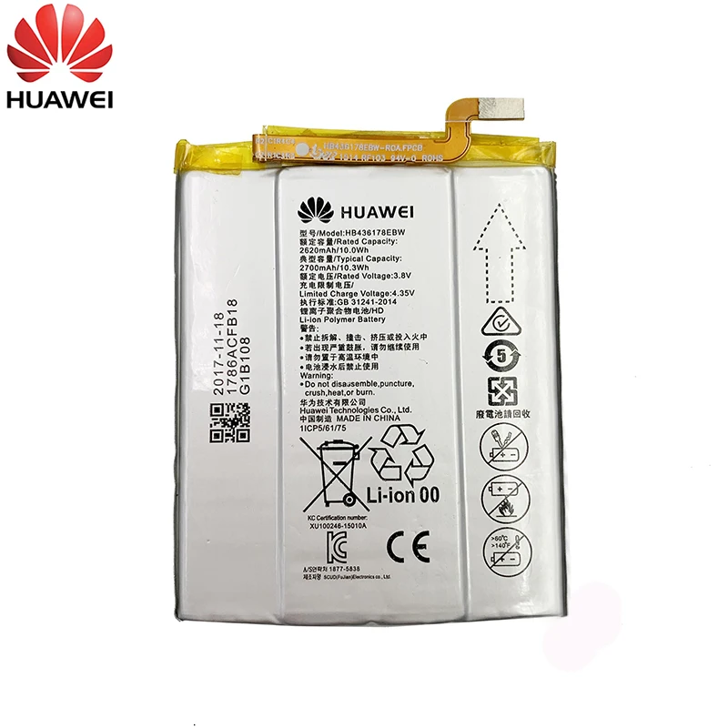 Оригинальный сменный литий полимерный аккумулятор Hua wei HB436178EBW 2700 мАч для