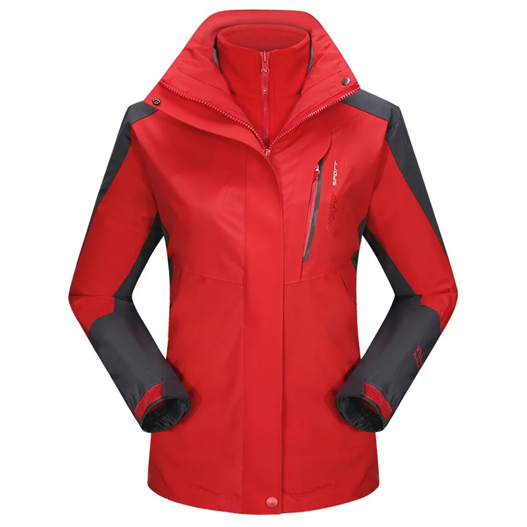 Women's Casual Waterproof Windproof Jacket Hooded Coat Spring Autumn Breathable Tourism Mountain Windbreaker Sport Outdoor - Цвет: RD