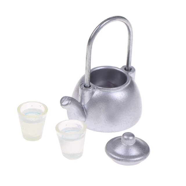 Hot！3Pcs/Set Dollhouse Miniature Vintage Kettle Cup Scene Model Toy Kitchen Props For Dollhouse Decoration 6