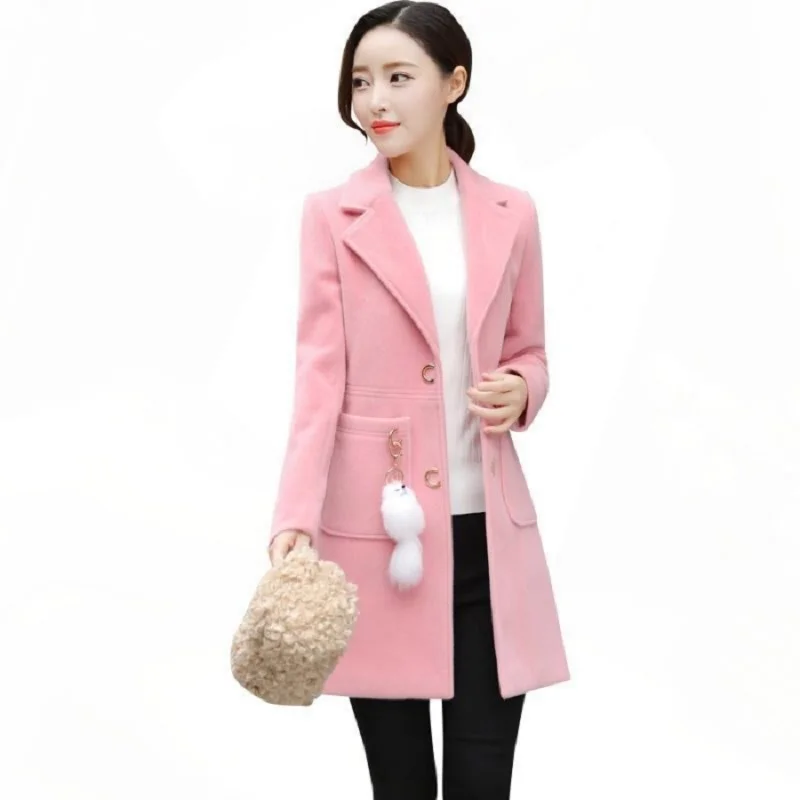 

2019 Fashion Long Slim Blend Outerwear Women Overcoat Wool Coat Autumn Winter Jacket Clothes Winter Female Long Sleeve Jacket