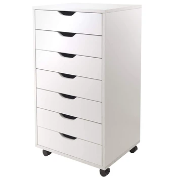

【US Warehouse】7-Drawer Wood Filing Cabinet, Mobile Storage Cabinet for Closet / Office White Color