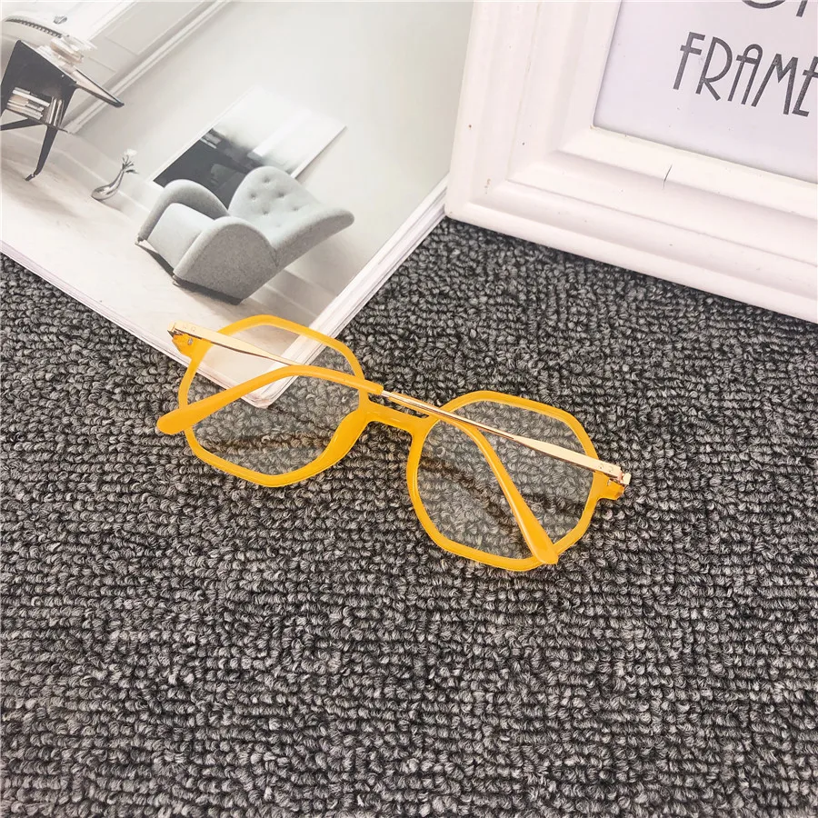 Модные прозрачные очки, оправа для женщин, Ретро стиль, прозрачная Желтая оправа для очков, мужские очки, прозрачные линзы, оптические очки FML