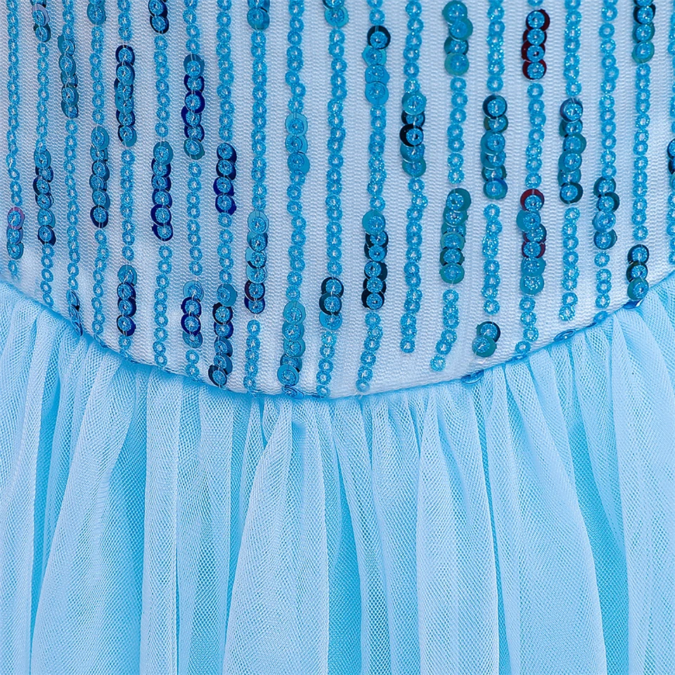 Снежная королева рождественское Платье Эльзы для девочек светильник синий Тюлевая кружевная… с блестками платья феи с изображением Анны и Эльзы; карнавальный костюм год