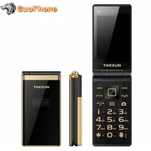 TKEXUN M2 откидной телефон 3," металлический корпус старшая двойная Sim камера MP3 MP4 сенсорный экран Роскошный сотовый телефон