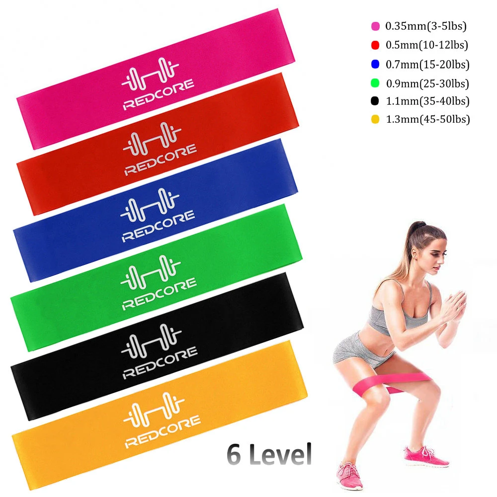 6 Level Resistance Exercise Loop Bands Home Gym Yoga Fitness Natural