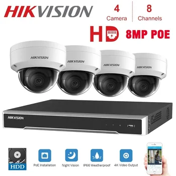 

Hikvision CCTV Camera Kits DS-7608NI-K2/8P 4 K NVR + DS-2CD2183G0-I 8MP 2.8mm IP camera Netwerk mini Dome Security Camera