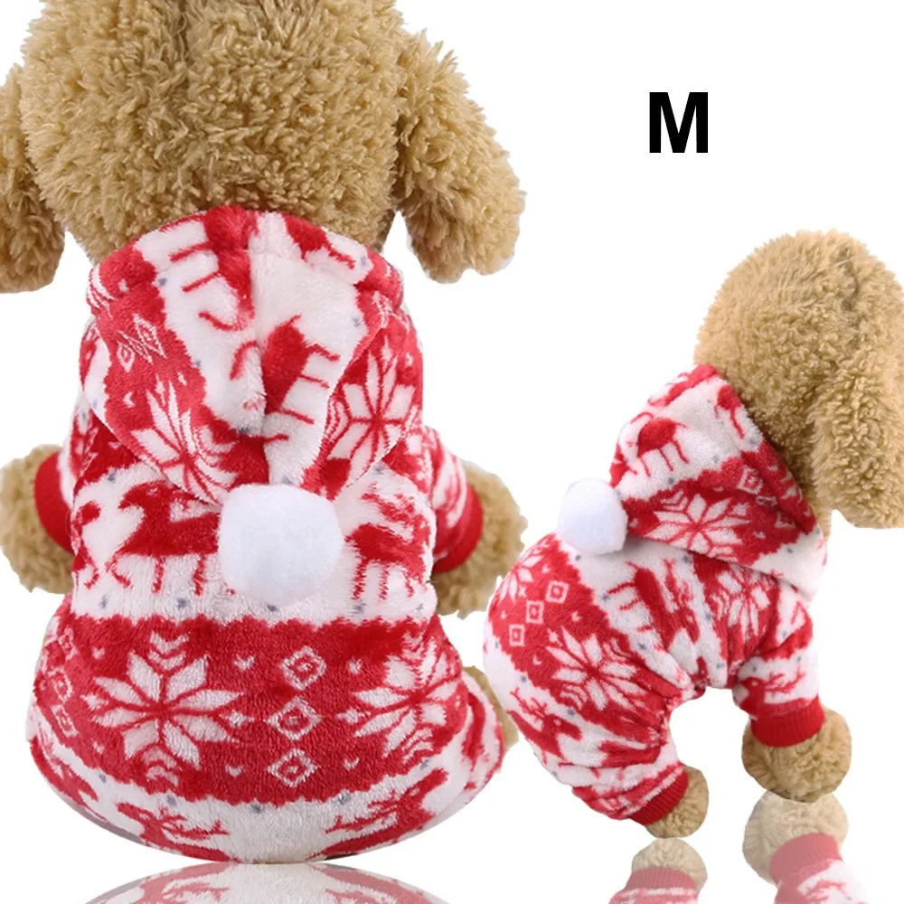 Christmas Pet Dog Clothes Soft Wnter Jumpsuit for Dogs Cats Warm Pet Jacket Coat for Bulldog Chihuahua Dog Hoodies Coral Fleece