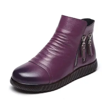 

2020 new arrival genuine leather anlek boots female plush velvet women fur shoesFree shipping