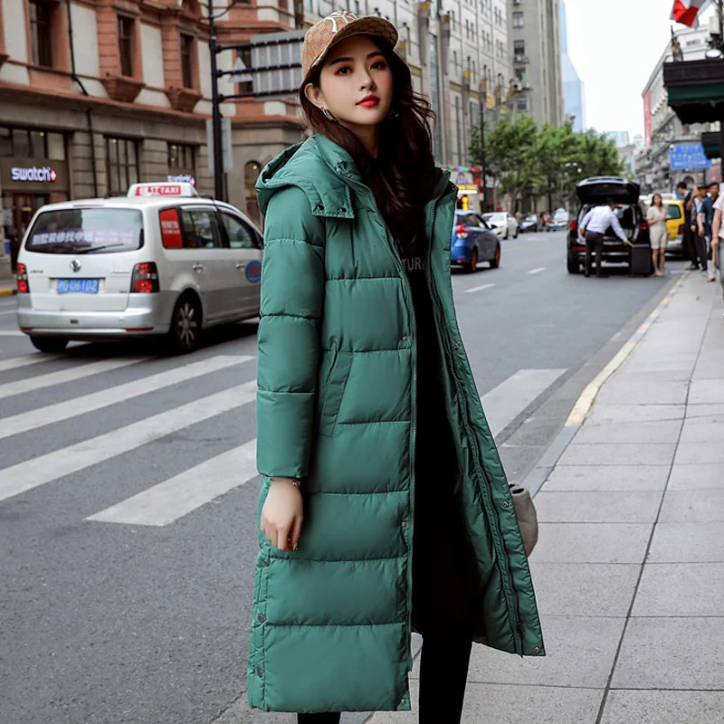 

2019 Fashion Womens Winter Jackets Hooded Stand Collar Cotton Padded Female Coat Plus Size Warm Thicken Winter Women Long Parka