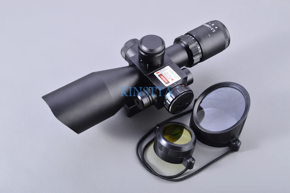 KINSTTA 2,5-10x40 двойной подсвечиваемый лазерный прицел для винтовки, солнцезащитный козырек с красным лазером для охоты CS Battle
