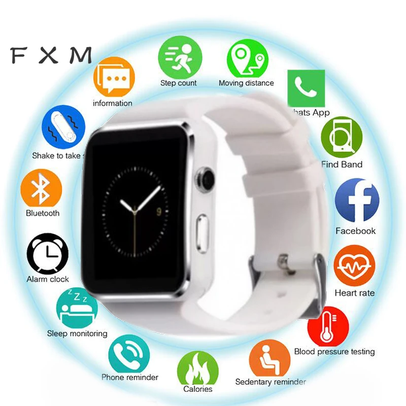 FXM Новые Bluetooth Смарт часы для мужчин спортивные Шагомер Smartwatch с камерой поддержка