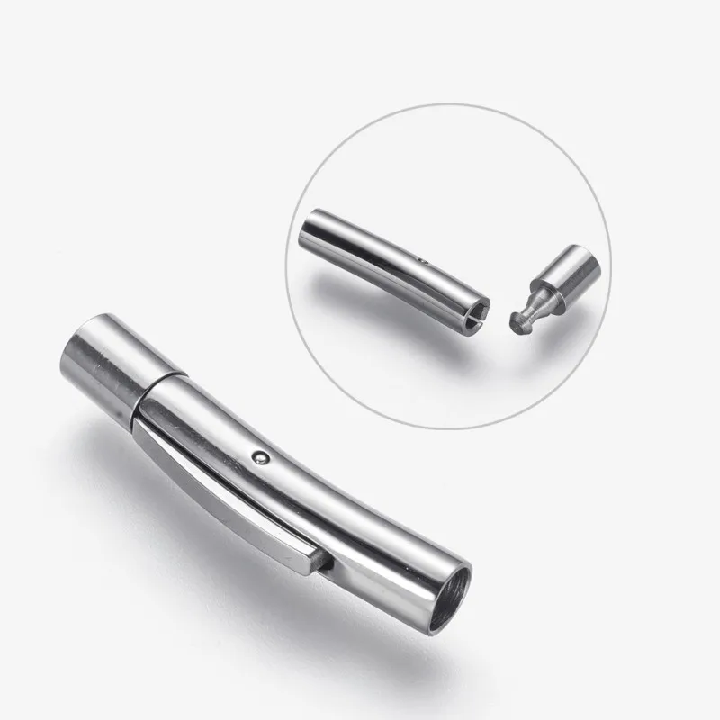 

304 Stainless Steel Bayonet Clasps Tube Stainless Steel Color, 22.5x4x5mm, Hole: 3mm and 4mm