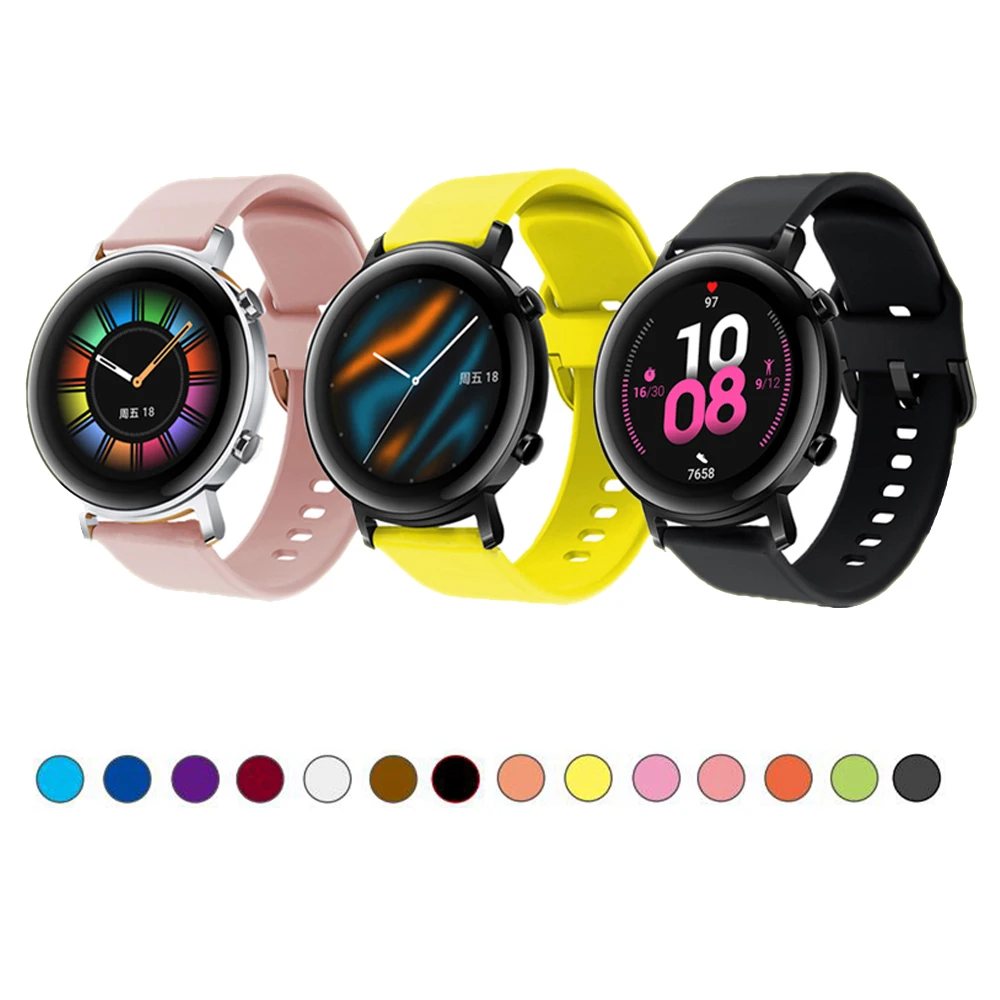 20 мм силиконовый ремешок для Xiaomi amazfit Bip/gtr 42 Huawei watch GT2 GTS Samsung Galaxy Watch