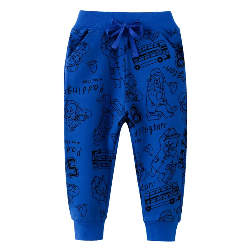 Jumping meter/детские штаны для мальчиков; хлопковые брюки; детские трикотажные брюки; Одежда для мальчиков с принтом; детские спортивные штаны на завязках для мальчиков - Цвет: T7102 blue