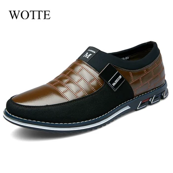 

WOTTE 2020 Leather Shoes Men Casual Shoes Loafers Mocasines Hombre Soft Breathable Slip Men Shoes Leather Zapatos De Hombre