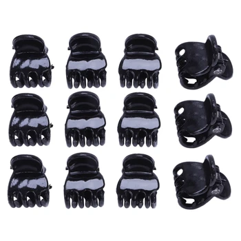 

12 Pcs Black Plastic Mini Hairpin 6 Claws Hair Clip Clamp for Ladies