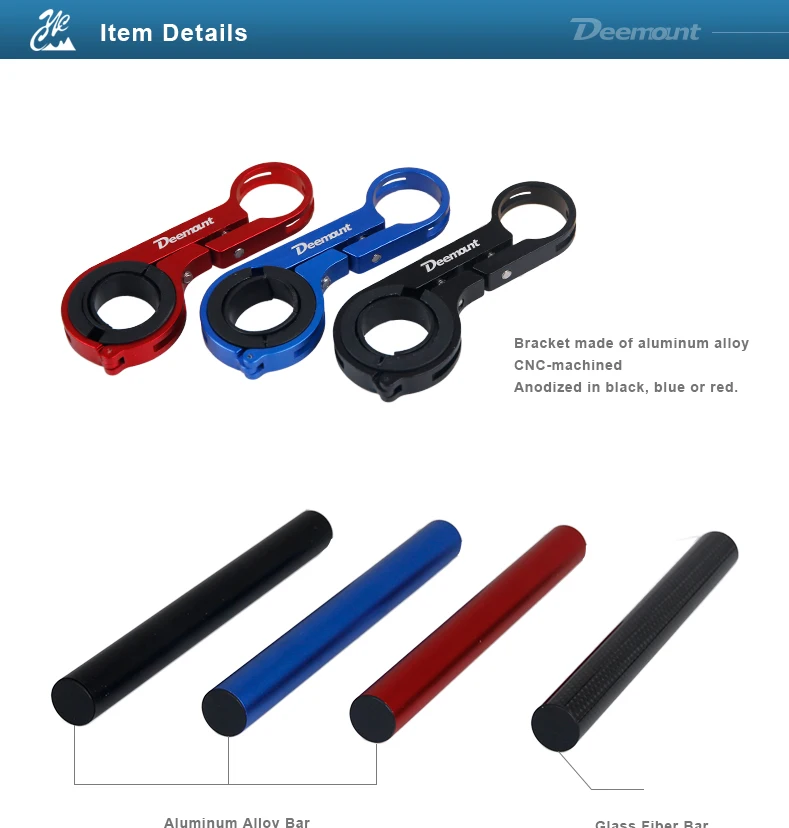 Description Picture 5 of itemDeemount 20CM Bicycle Handlebar Extended Bracket Headlight Mount Bar Computer Holder Lamp Alloy Carbon Fiber Support Extender