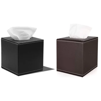 

PU Leather Facial Tissue Box, Waterproof Napkin Holder Tissue Box Cover Case for Office Car Automotive Decoration