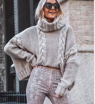 

Autumn Winter Knitted Sweaters Women Loose Turtleneck Pullovers Jumpers Warm Oversize Coat Streetwear Casual Clothes